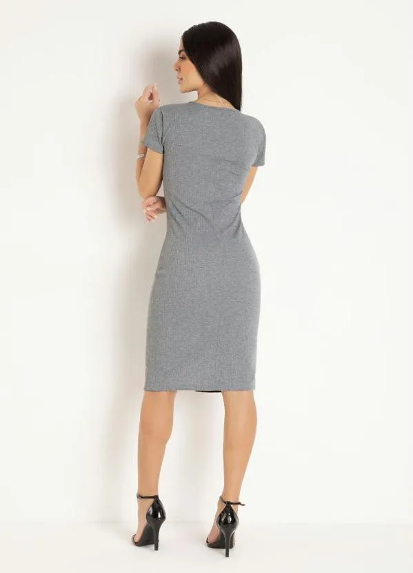 Moda Pop - Vestido Mescla com Botões Decorativos 2