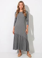 Vestido Mescla Escuro em Malha de Viscose