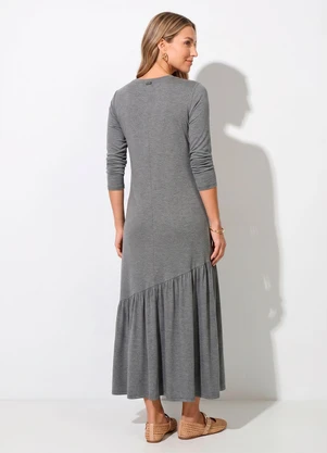 Quintess - Vestido Mescla Escuro em Malha de Viscose - QUINTESS
