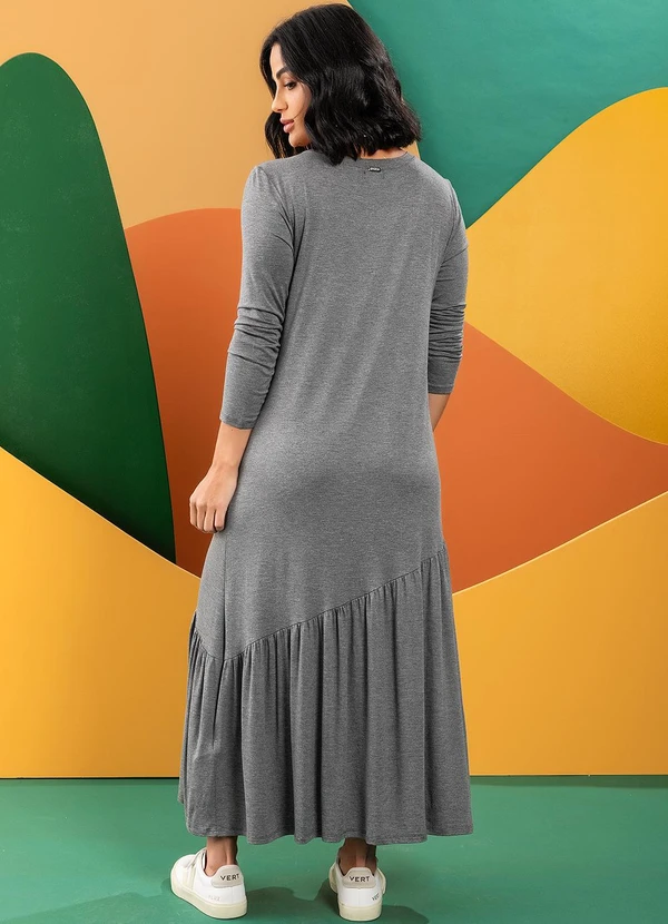 Quintess - Vestido Mescla Escuro em Malha de Viscose 3