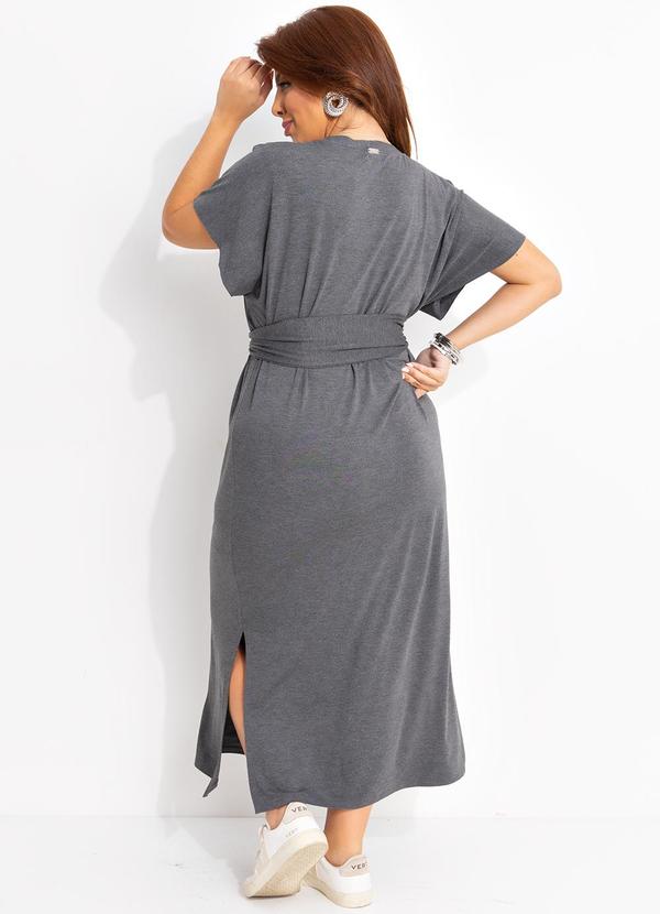 Quintess - Vestido Mescla Escuro em Malha de Viscose 11