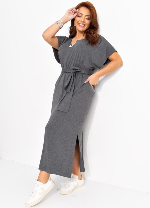 Quintess - Vestido Mescla Escuro em Malha de Viscose 13