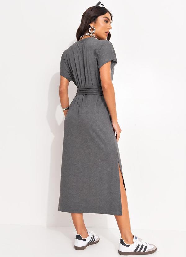 Quintess - Vestido Mescla Escuro em Malha de Viscose 2