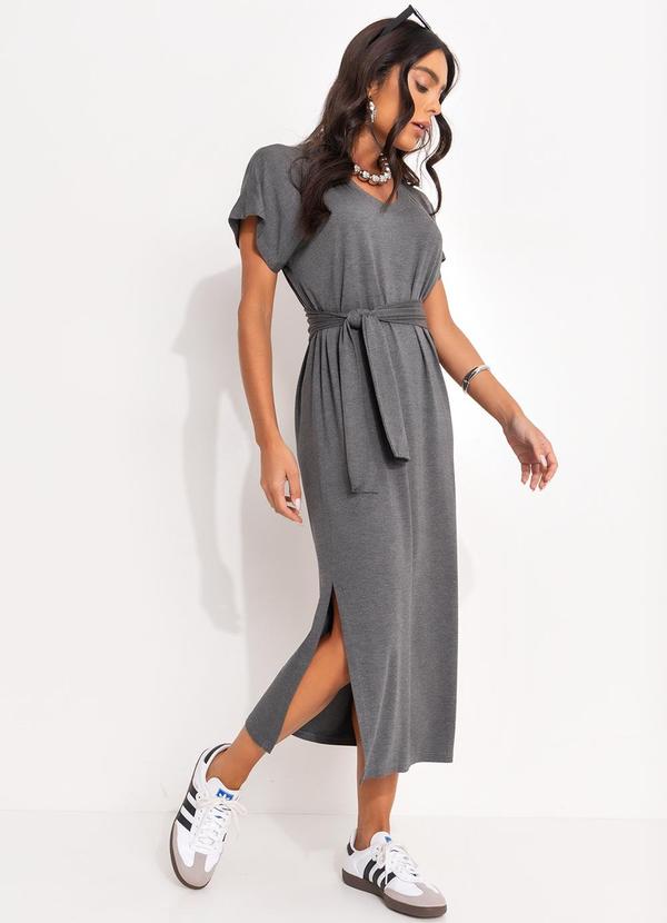 Quintess - Vestido Mescla Escuro em Malha de Viscose 3