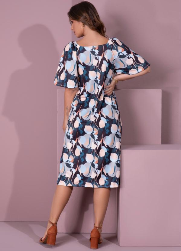 Quintess - Vestido Midi Abstrato Color com Bolsos 2
