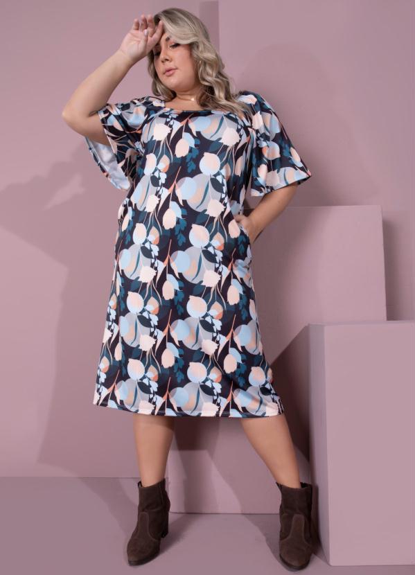 Quintess - Vestido Midi Abstrato Color com Bolsos 4