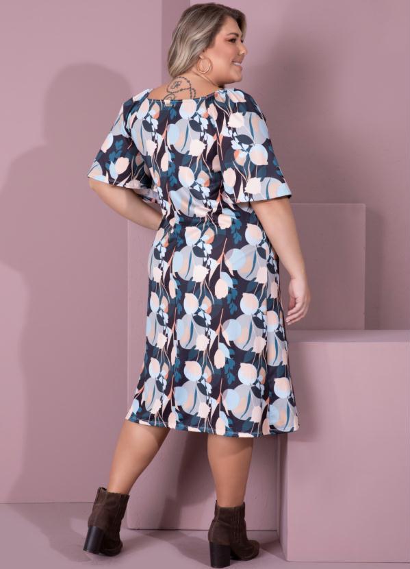 Quintess - Vestido Midi Abstrato Color com Bolsos 5