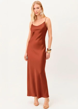 Carlota Costa - Vestido Midi Acetinado Vermelho - CARLOTA COSTA