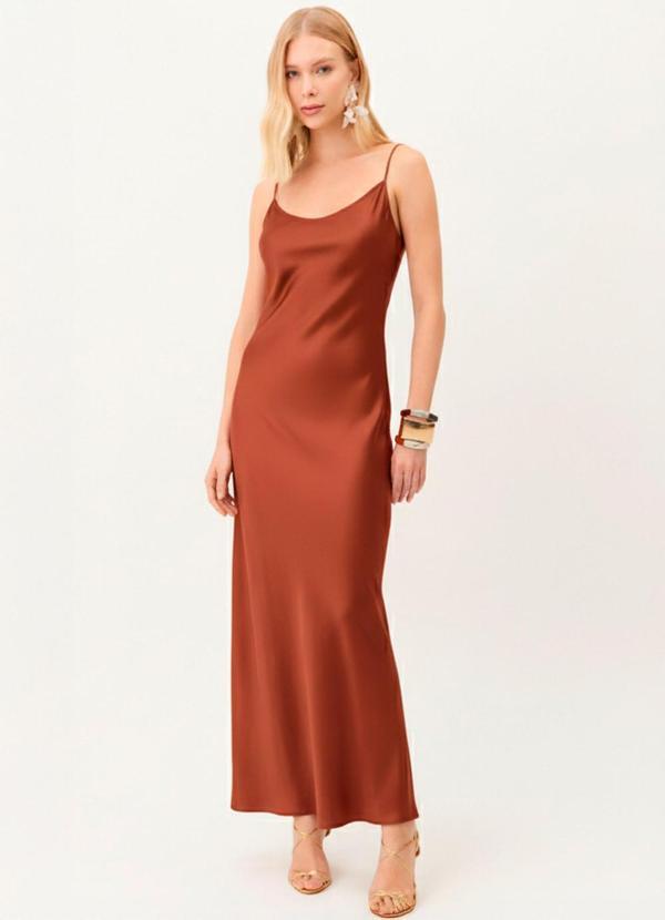 Carlota Costa - Vestido Midi Acetinado Vermelho