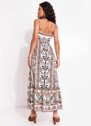 Farm - Vestido Midi Adriele Bege - FARM