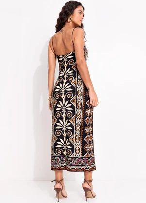 Farm - Vestido Midi Adriele Preto - FARM