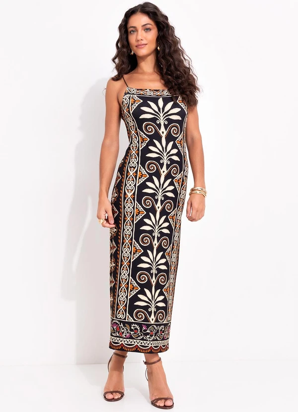 Farm - Vestido Midi Adriele Preto