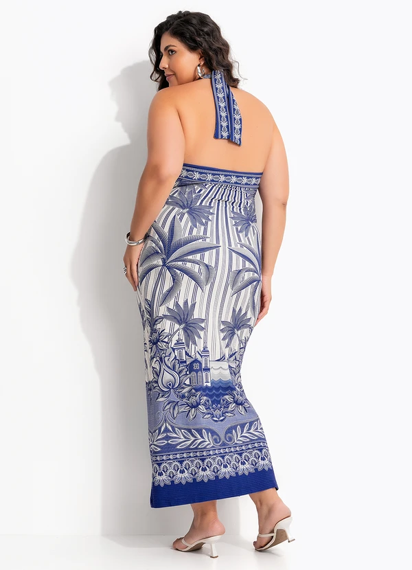 Farm - Vestido Midi Afeto Tropical Azul 8