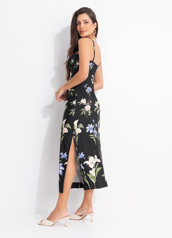 Farm - Vestido Midi Água de Flor Preto 2