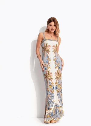 Farm - Vestido Midi Albania Bege - FARM