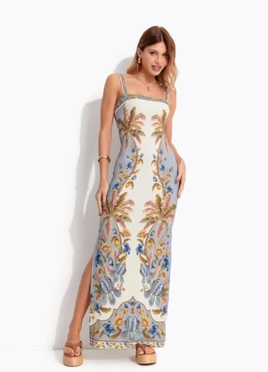 Farm - Vestido Midi Albania Bege - FARM
