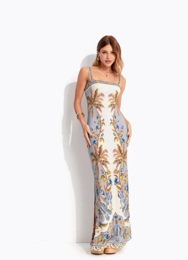 Farm - Vestido Midi Albania Bege