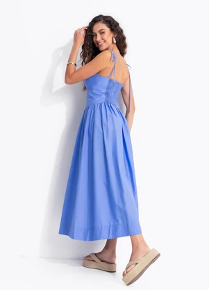 Farm - Vestido Midi Alça Azul - FARM