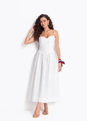 Farm - Vestido Midi Alça Branco - FARM