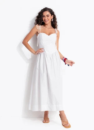 Farm - Vestido Midi Alça Branco - FARM