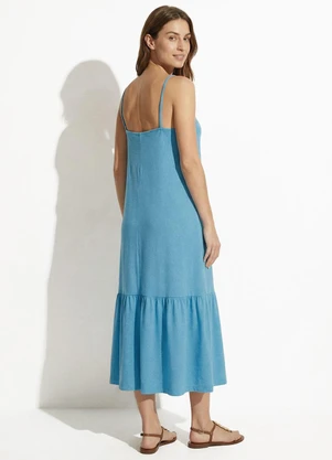 Fakini - Vestido Midi Alças Azul - FAKINI