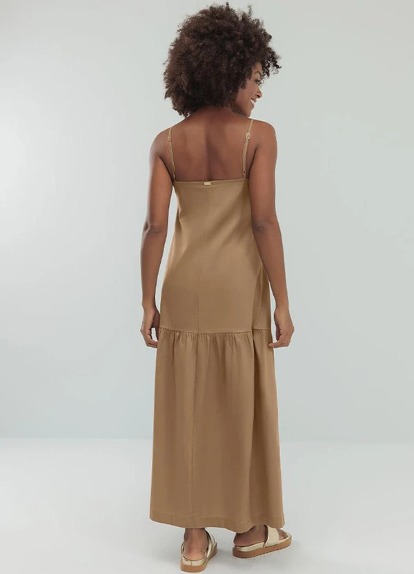 Angel - Vestido Midi Alcas Tricoline Marrom 2