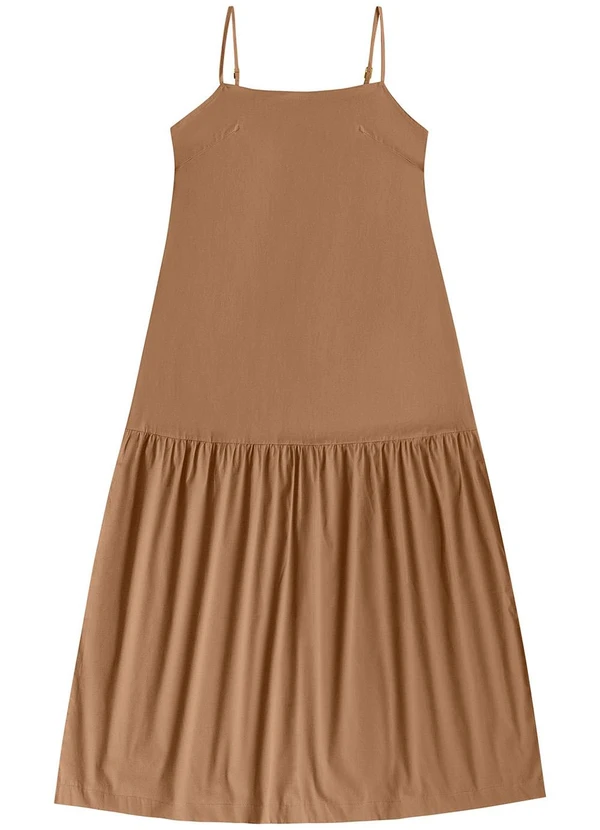 Angel - Vestido Midi Alcas Tricoline Marrom 3