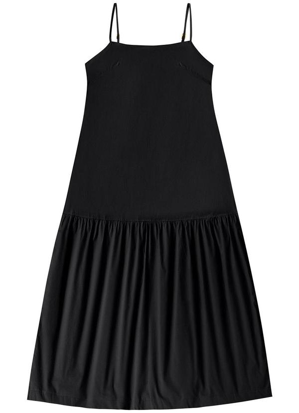 Angel - Vestido Midi Alcas Tricoline Preto