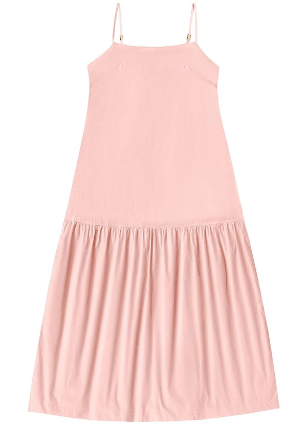Angel - Vestido Midi Alcas Tricoline Rosa
