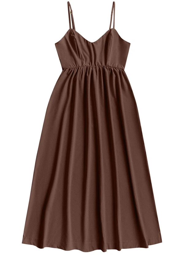Angel - Vestido Midi Alfaiataria Marrom