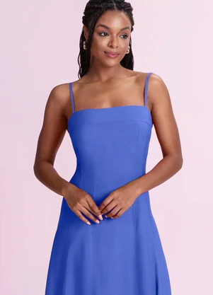 Angel - Vestido Midi Alfaiataria Azul - ANGEL