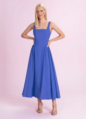 Angel - Vestido Midi Alfaiataria Azul - ANGEL