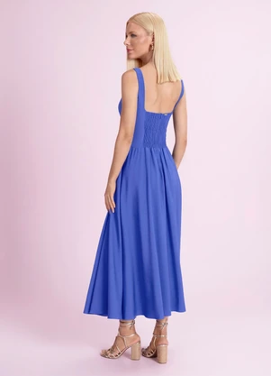 Angel - Vestido Midi Alfaiataria Azul - ANGEL