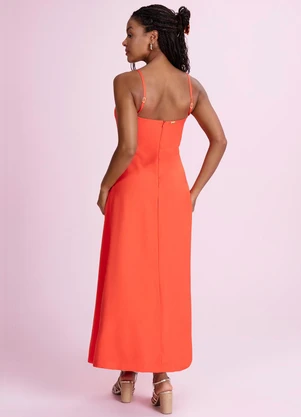 Angel - Vestido Midi Alfaiataria Laranja - ANGEL