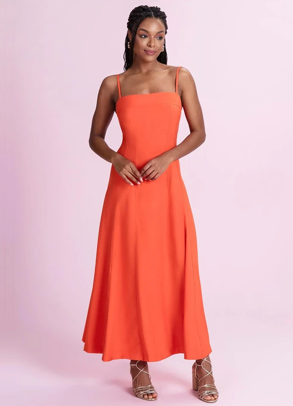 Angel - Vestido Midi Alfaiataria Laranja