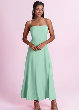 Angel - Vestido Midi Alfaiataria Verde - ANGEL