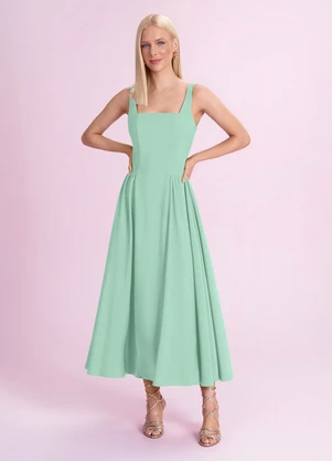 Angel - Vestido Midi Alfaiataria Verde - ANGEL