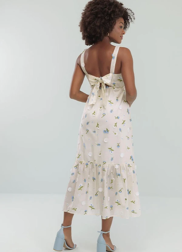 Angel - Vestido Midi Algodao c/ Bordado Branco 3