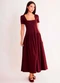 Sofie - Vestido Midi Allure de Manga Curta Bordô - variação: Vestido Midi Allure de Manga Curta (Bordô