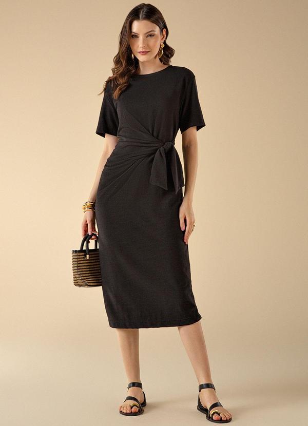 Use Modo - Vestido Midi Amarração Cintura Preto