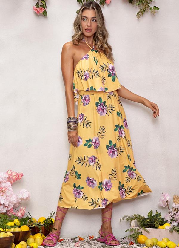 Use Modo - Vestido Midi Amarracao Pescoco Estampado