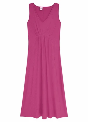 Malwee - Vestido Mídi Amplo Canelado Rosa - MALWEE