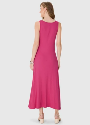 Malwee - Vestido Mídi Amplo Canelado Rosa - MALWEE