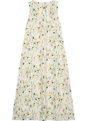 Malwee - Vestido Mídi Amplo Floral Off White - MALWEE