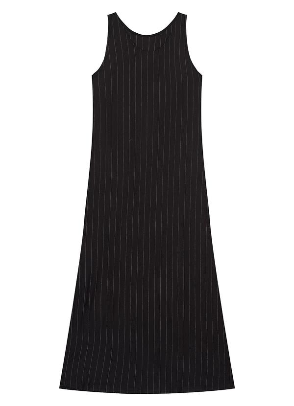 Malwee - Vestido Mídi Amplo Texturizado Preto