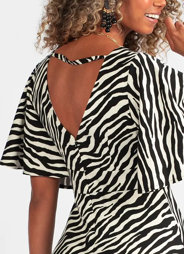 Hering - Vestido Midi Animal Print de Viscose Preto 4