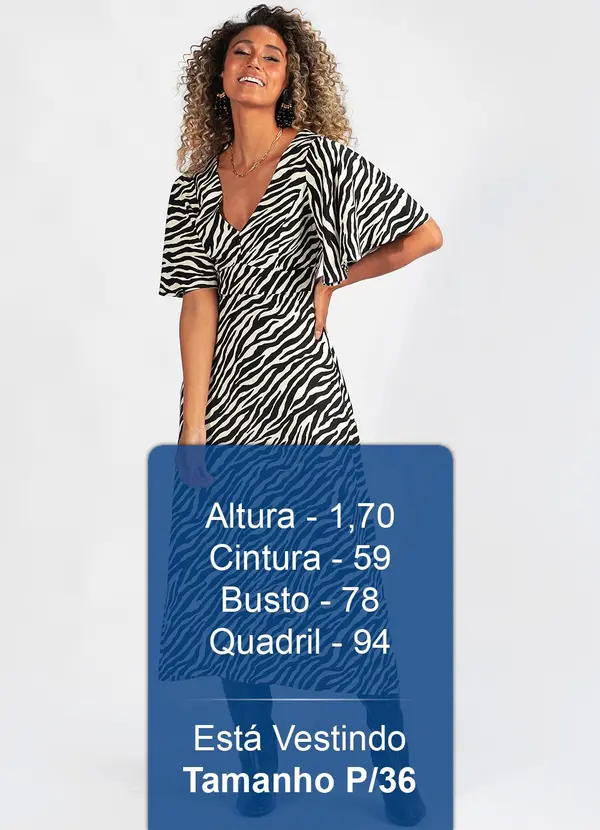 Hering - Vestido Midi Animal Print de Viscose Preto 5