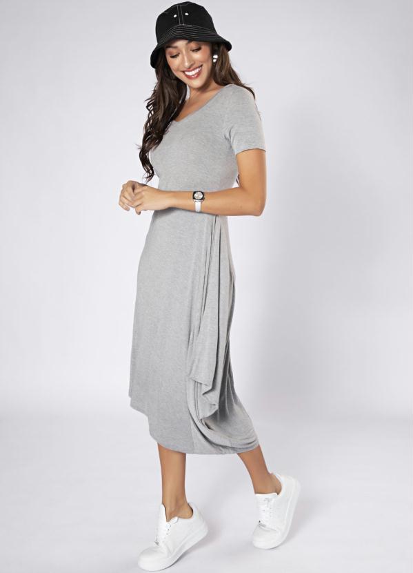 Preview - Vestido Midi Assimétrico Cinza 3