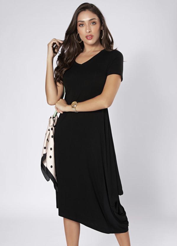 Preview - Vestido Midi Assimétrico Preto