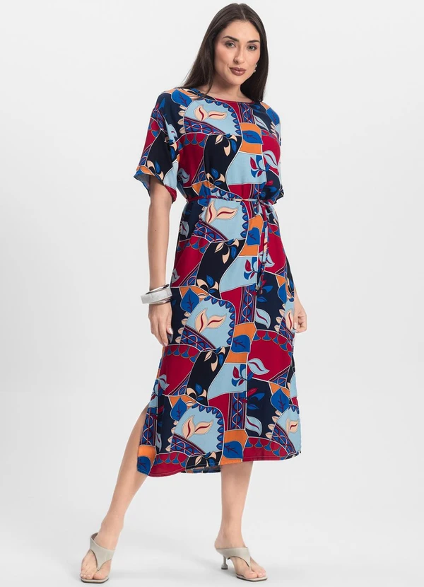 Infinita Cor - Vestido Midi Azul